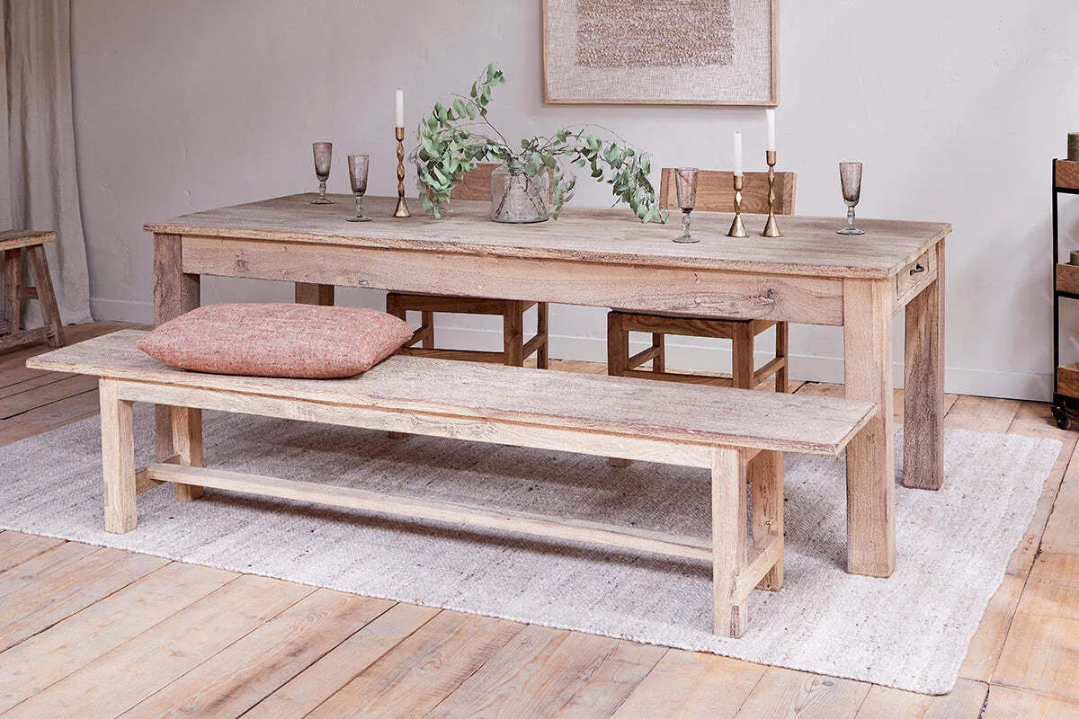 Fioni Small Dining Table with Drawer - Natural, Reclaimed Wood product