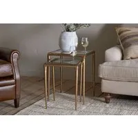 Gilasi Nesting Side Tables Set of 2 - Antique Brass, Cast Metal & Glass alternate view
