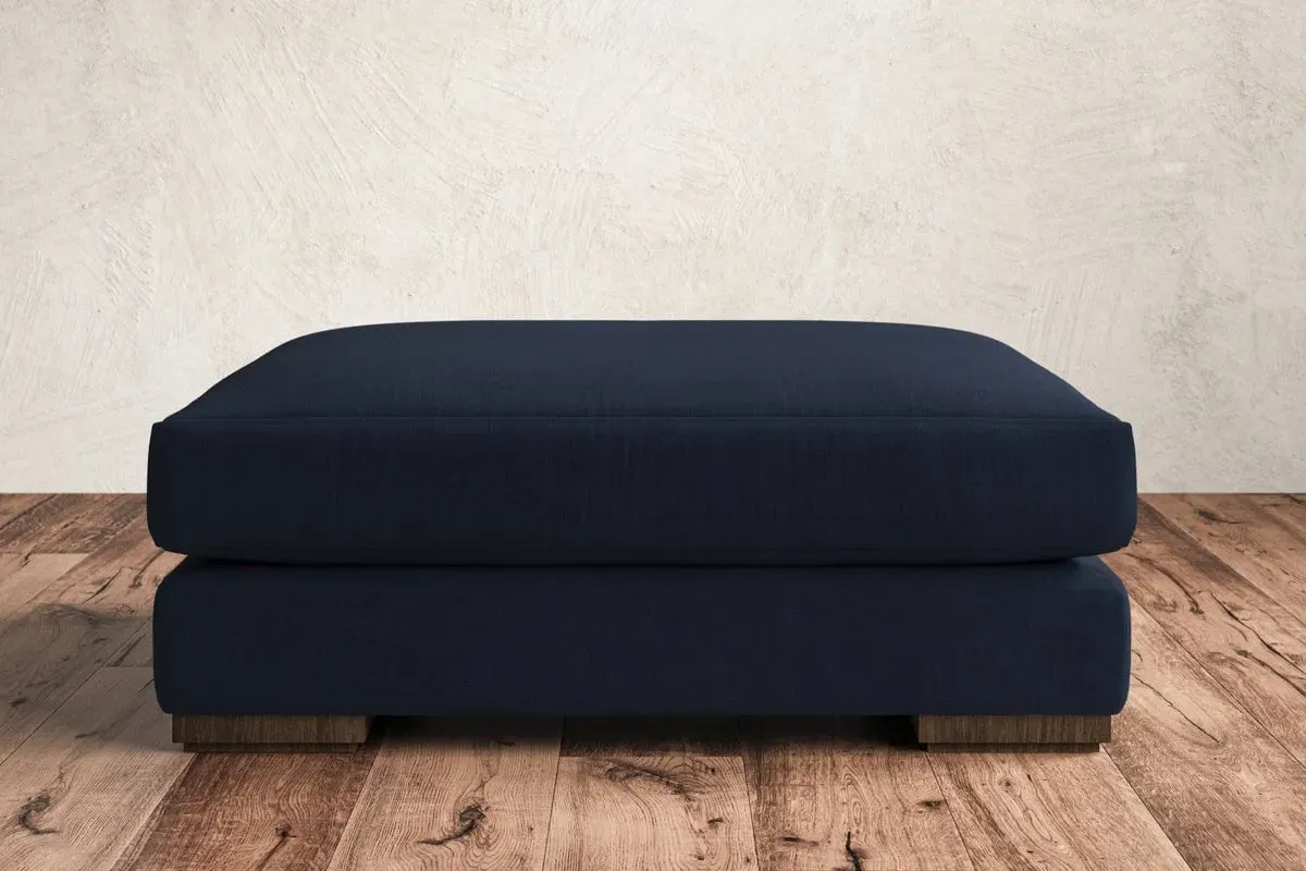 Guddu Grand Dining Footstool - Indigo, Brera Linen