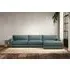 Guddu Grand Left Hand Chaise Sofa - Airforce, Recycled Cotton