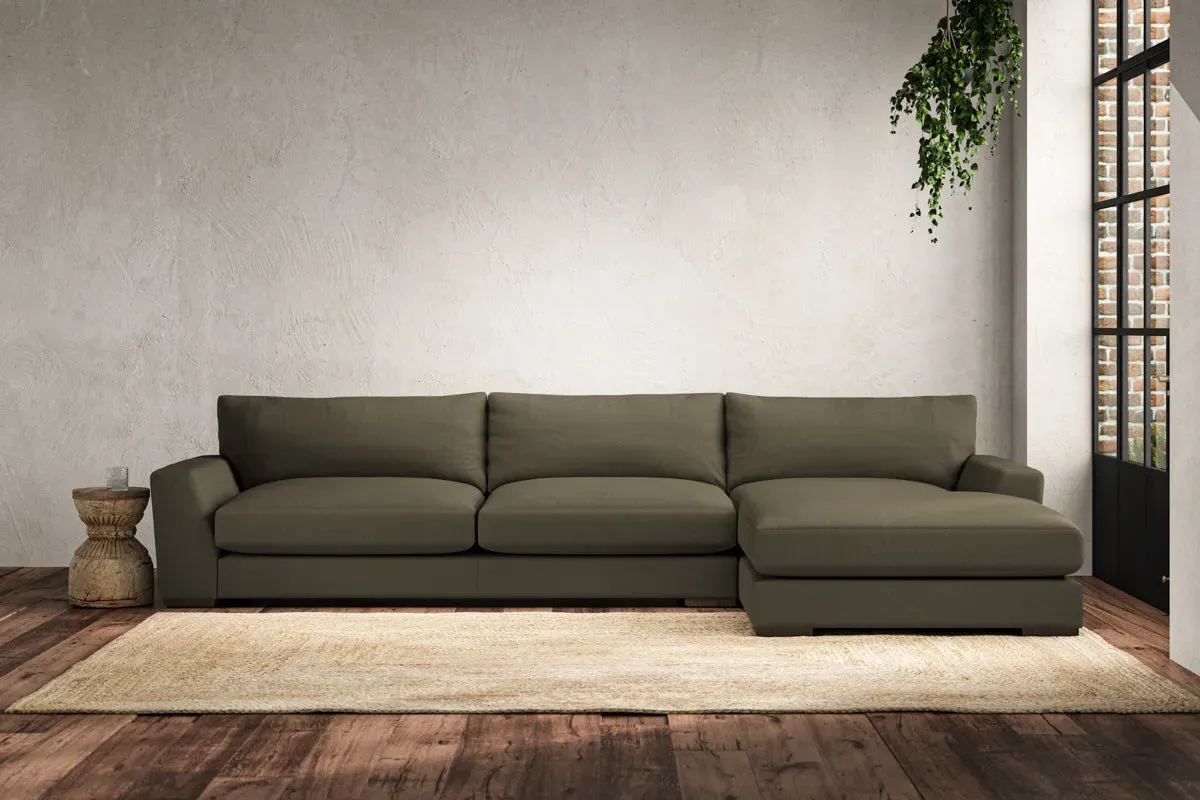 Guddu Grand Left Hand Chaise Sofa - Fatigue, Recycled Cotton