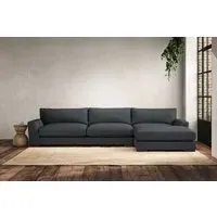 Guddu Grand Left Hand Chaise Sofa - Thunder, Recycled Cotton