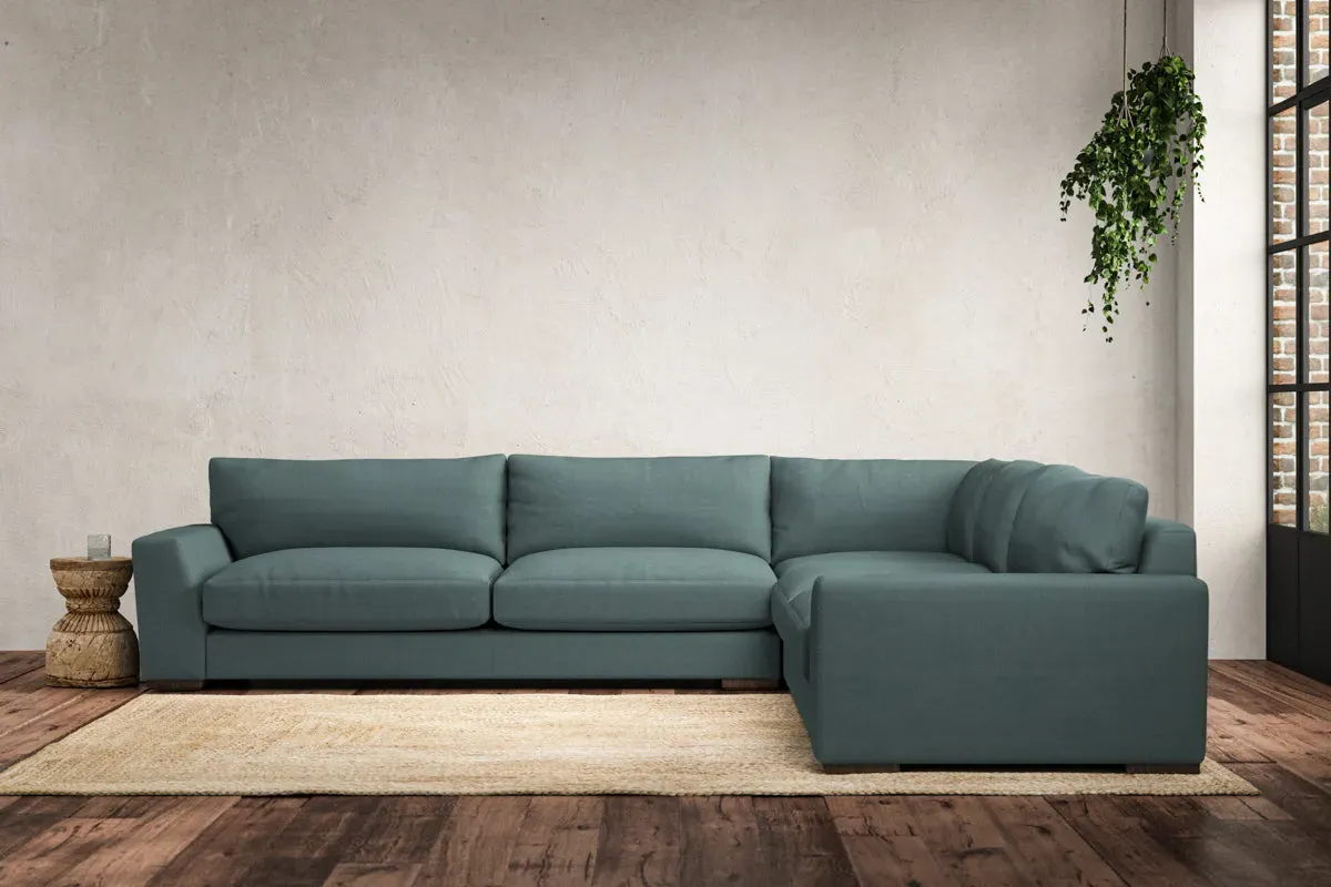 Guddu Grand Left Hand Corner Sofa - Airforce, Recycled Cotton