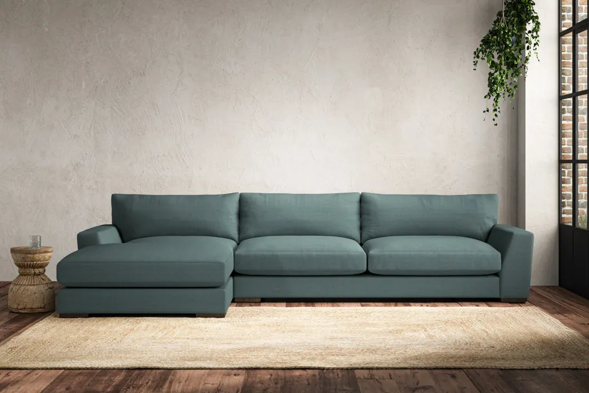 Guddu Grand Right Hand Chaise Sofa - Airforce, Recycled Cotton