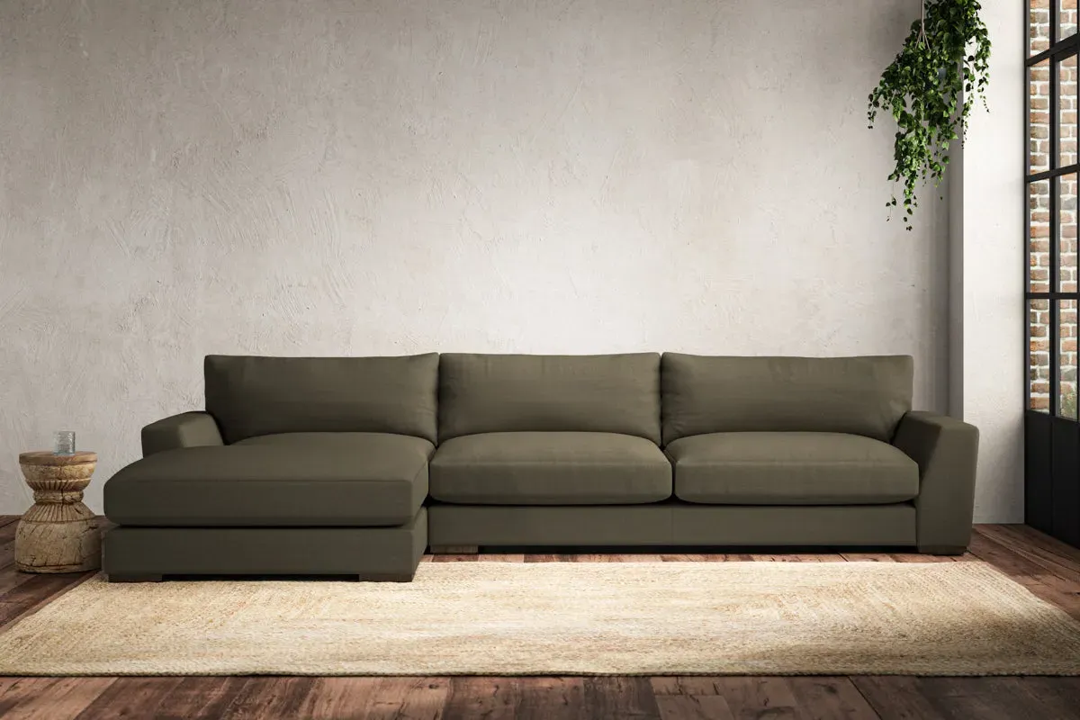 Guddu Grand Right Hand Chaise Sofa - Fatigue, Recycled Cotton