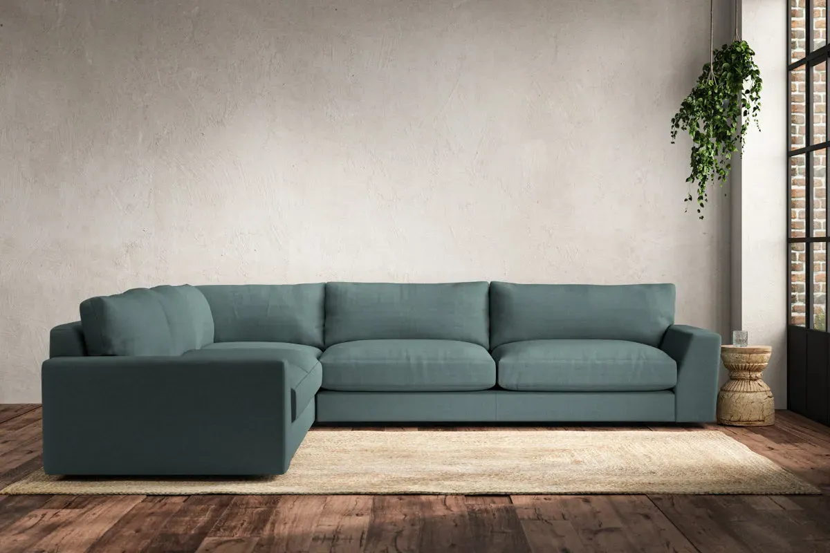 Guddu Grand Right Hand Corner Sofa - Airforce, Recycled Cotton