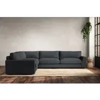 Guddu Grand Right Hand Corner Sofa - Thunder, Recycled Cotton