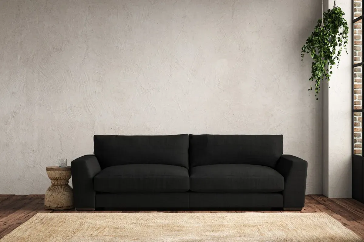 Guddu Grand Sofa - Charcoal, Brera Linen
