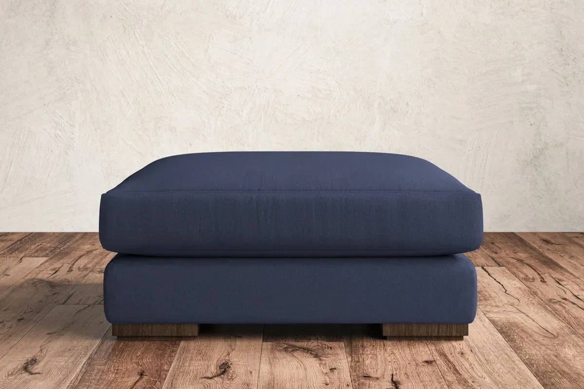 Guddu Large Dining Footstool - Navy, Recycled Cotton