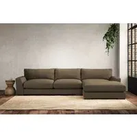 Guddu Large Left Hand Chaise Sofa - Chestnut, Linen