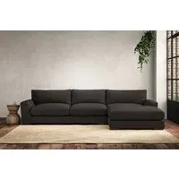 Guddu Large Left Hand Chaise Sofa - Espresso, Linen