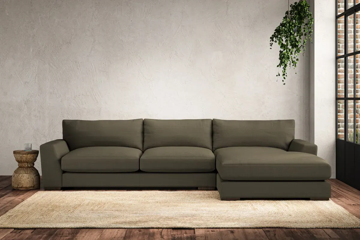 Guddu Large Left Hand Chaise Sofa - Fatigue, Recycled Cotton