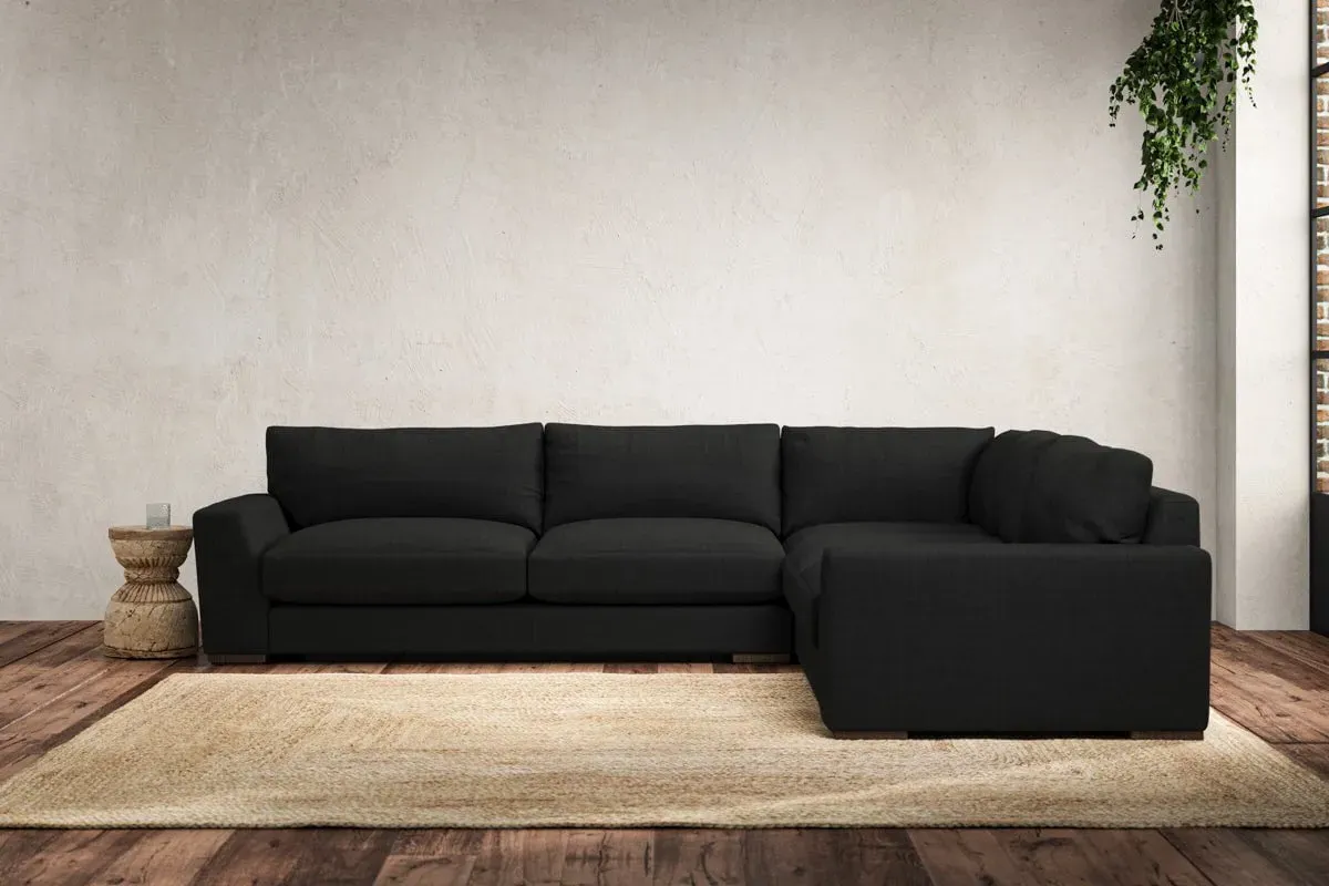 Guddu Large Left Hand Corner Sofa - Charcoal, Linen