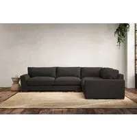 Guddu Large Left Hand Corner Sofa - Espresso, Linen