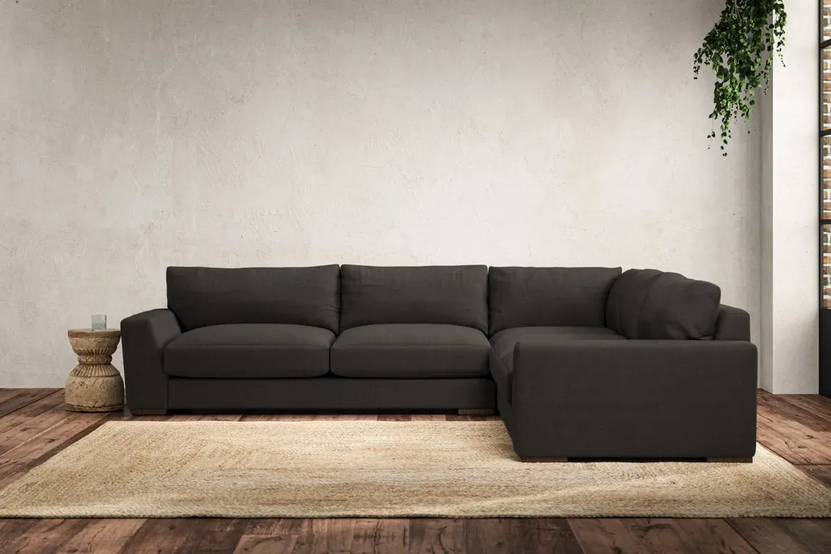 Guddu Large Left Hand Corner Sofa - Espresso, Linen