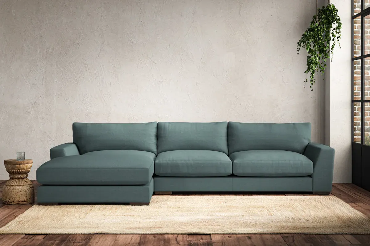 Guddu Large Right Hand Chaise Sofa - Airforce, Recycled Cotton