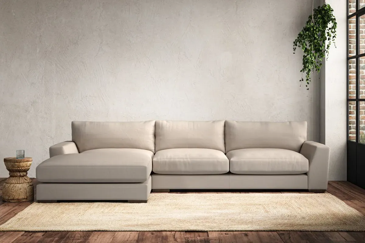 Guddu Large Right Hand Chaise Sofa - Natural, Recycled Cotton