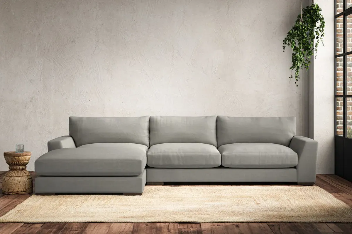 Guddu Large Right Hand Chaise Sofa - Smoke, Linen