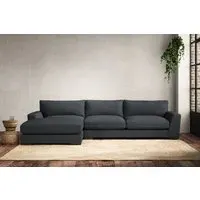 Guddu Large Right Hand Chaise Sofa - Thunder, Recycled Cotton