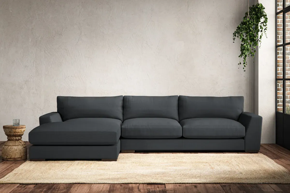 Guddu Large Right Hand Chaise Sofa - Thunder, Recycled Cotton