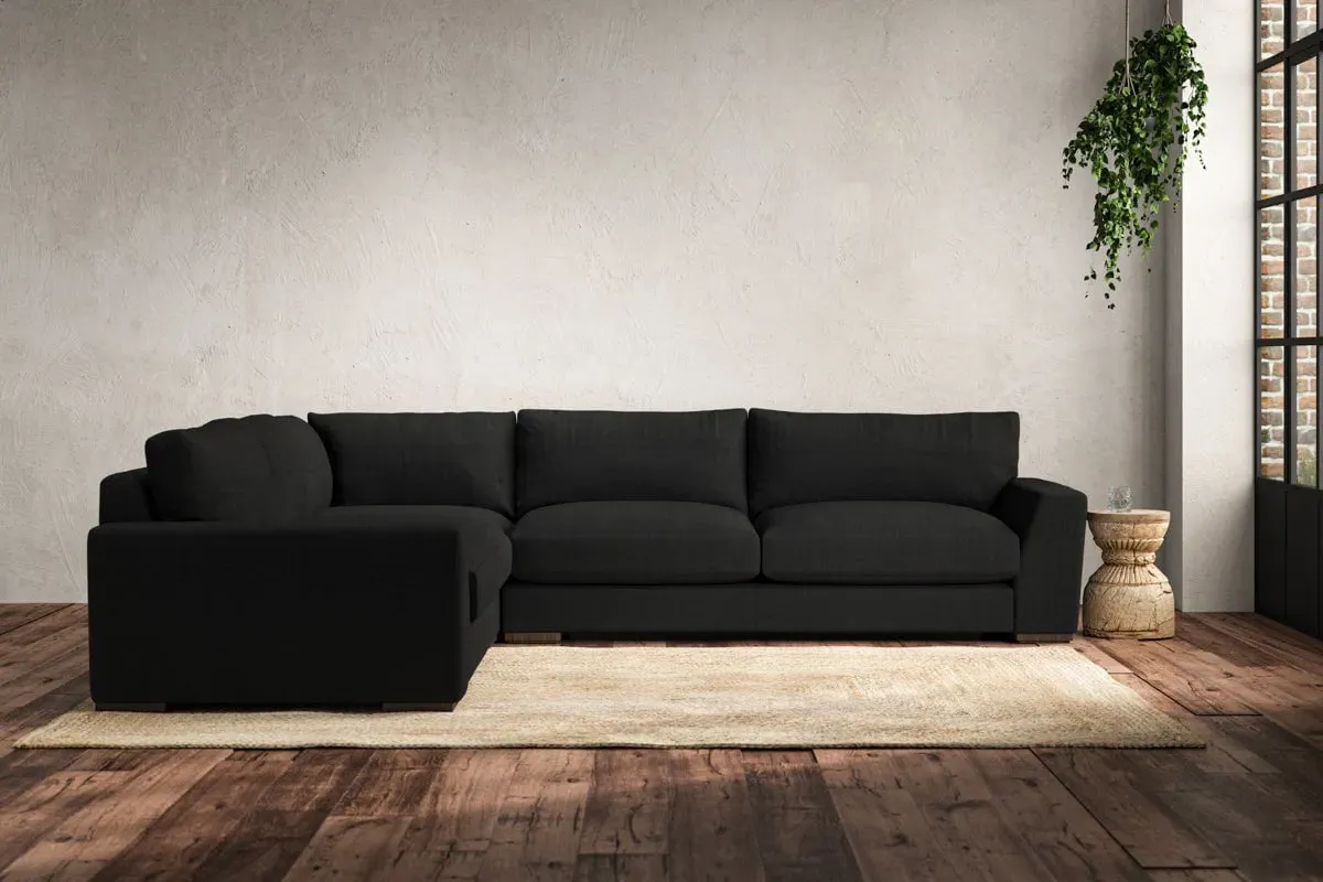 Guddu Large Right Hand Corner Sofa - Charcoal, Linen