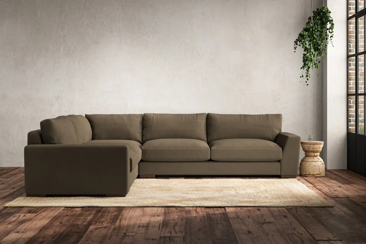 Guddu Large Right Hand Corner Sofa - Chestnut, Linen