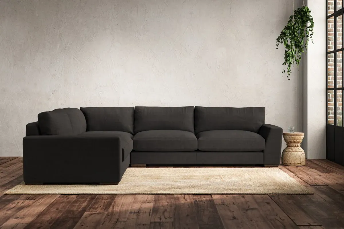 Guddu Large Right Hand Corner Sofa - Espresso, Linen