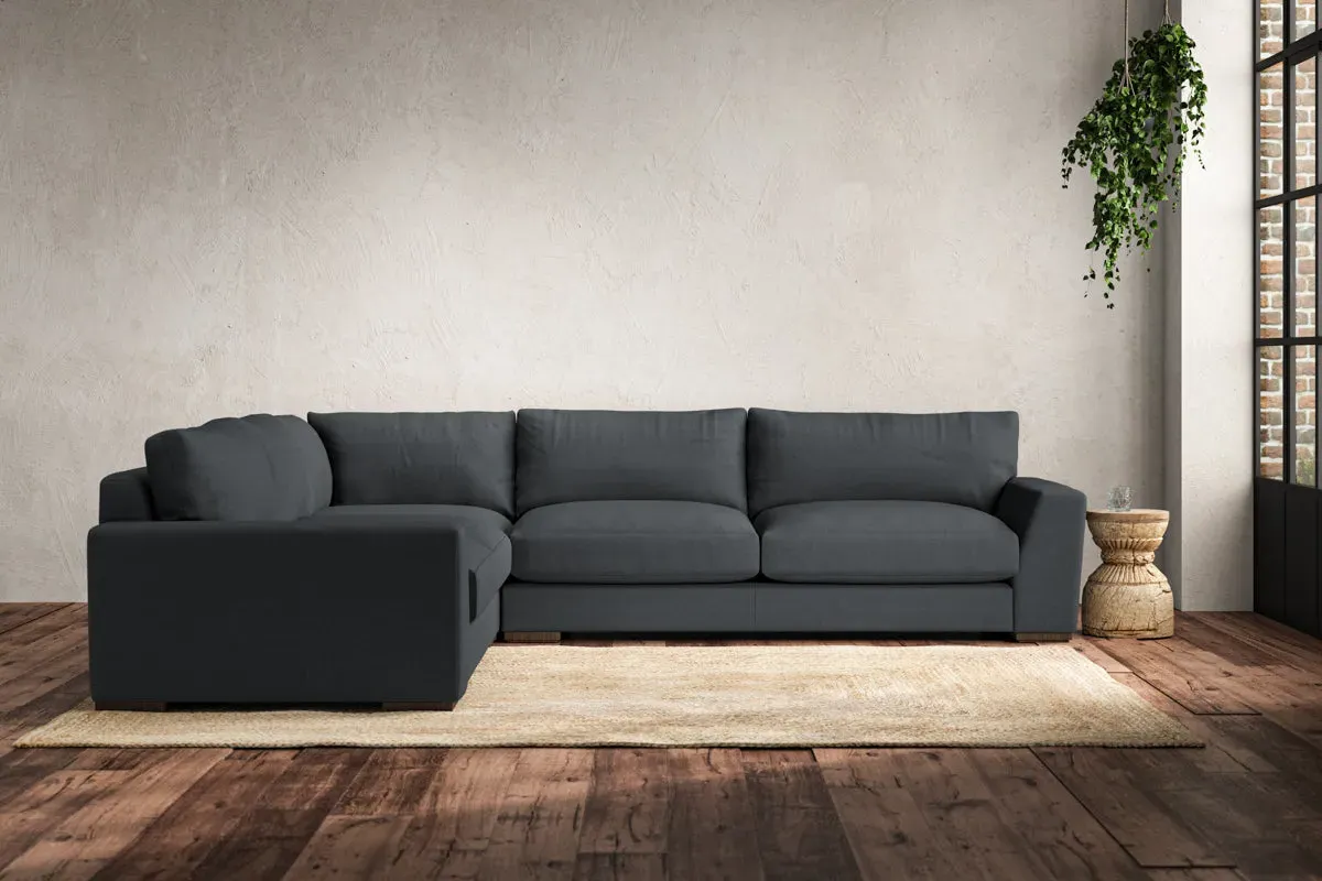 Guddu Large Right Hand Corner Sofa - Thunder, Recycled Cotton