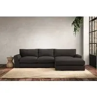 Guddu Left Hand Chaise Sofa - Espresso, Linen