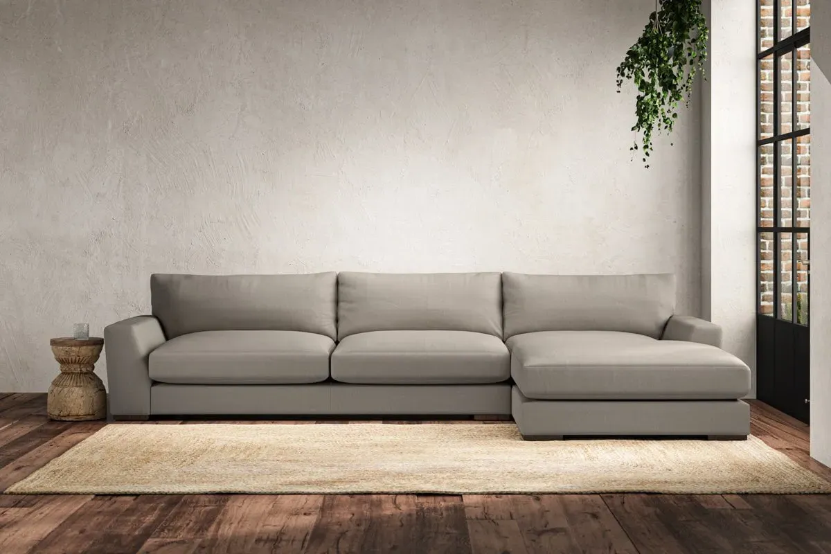 Guddu Left Hand Chaise Sofa - Flax, Recycled Cotton