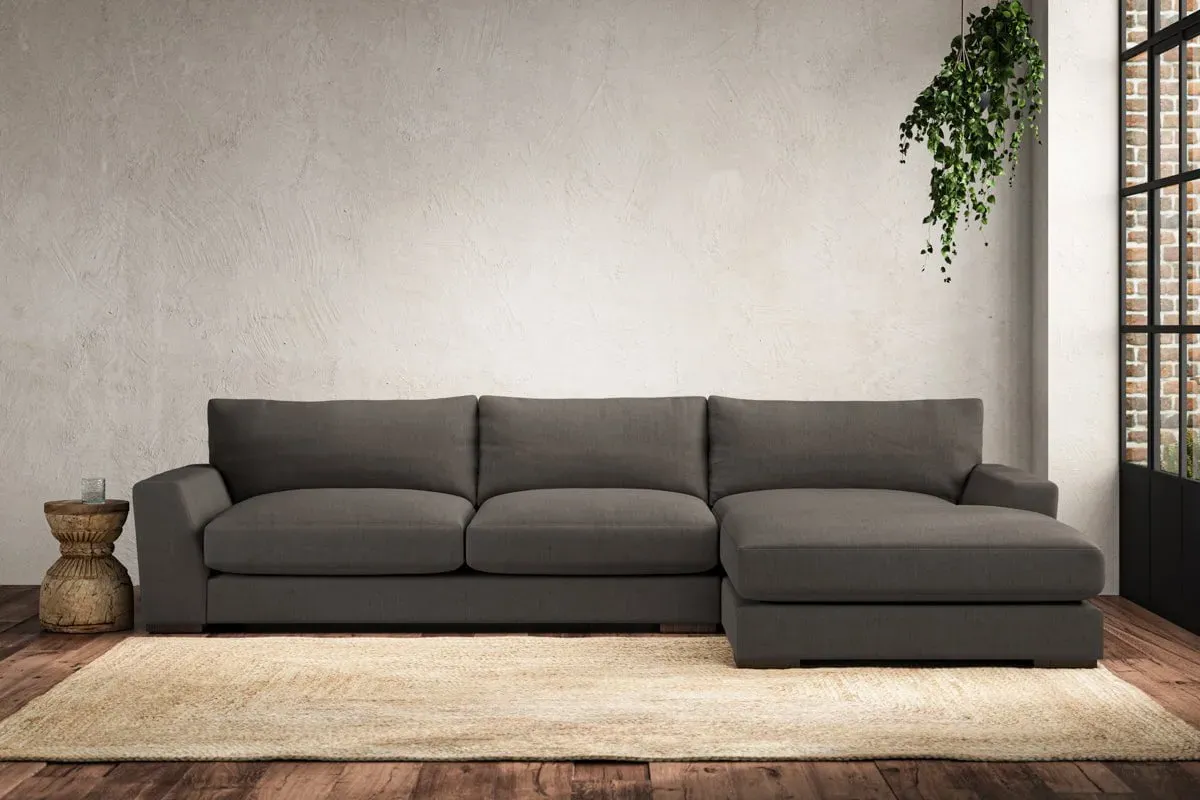 Guddu Left Hand Chaise Sofa - Granite, Linen