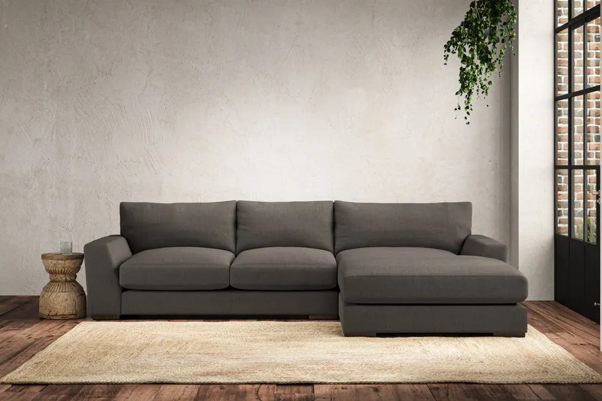 Guddu Left Hand Chaise Sofa - Granite, Linen