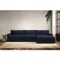 Guddu Left Hand Chaise Sofa - Indigo, Linen