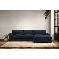 Guddu Left Hand Chaise Sofa - Indigo, Linen