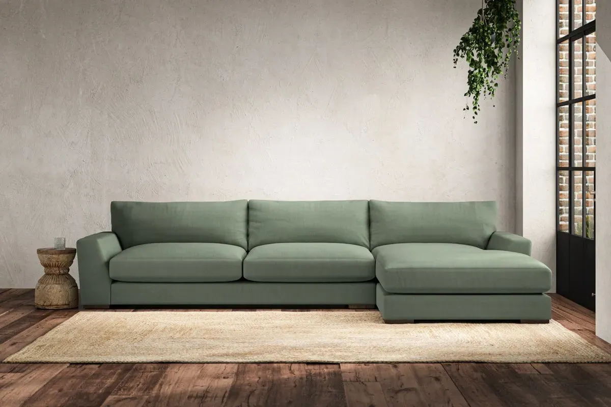 Guddu Left Hand Chaise Sofa - Jade, Linen