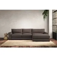 Guddu Left Hand Chaise Sofa - Mocha, Recycled Cotton
