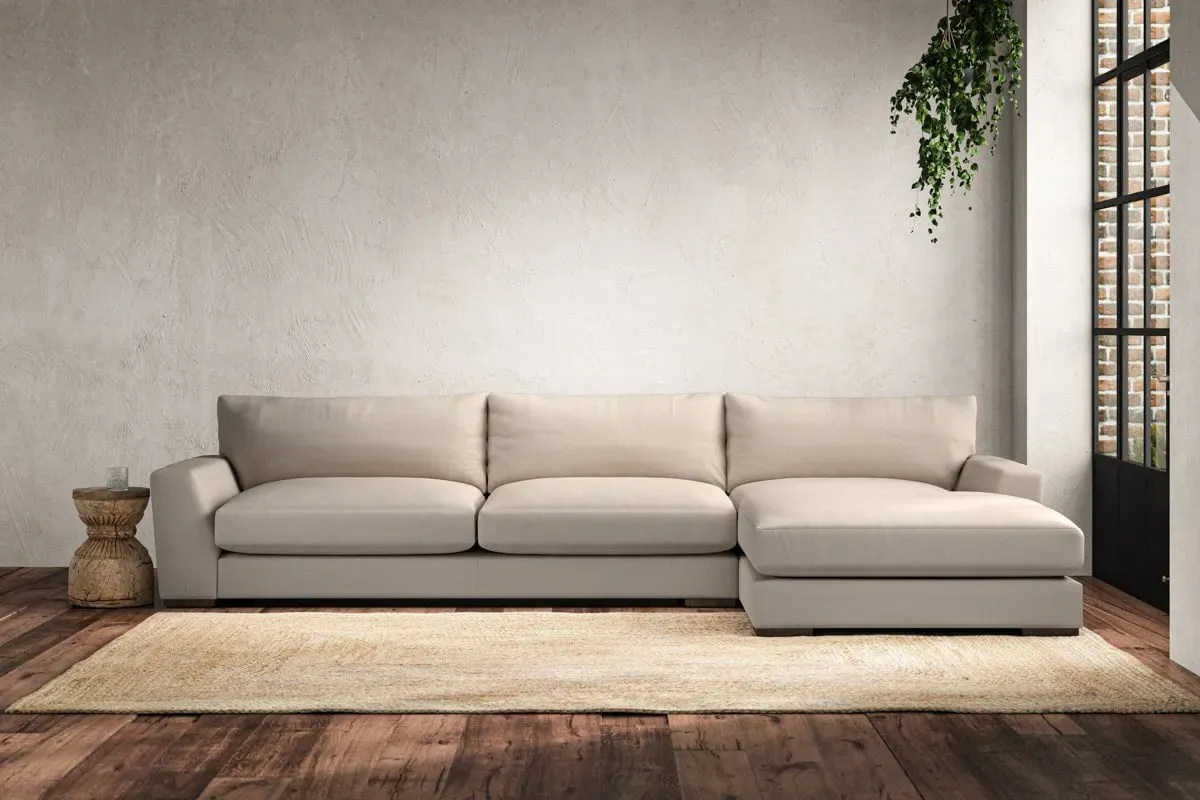 Guddu Left Hand Chaise Sofa - Natural, Cotton