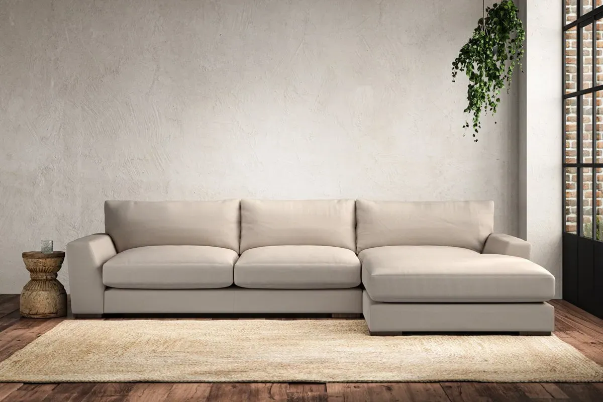 Guddu Left Hand Chaise Sofa - Natural, Recycled Cotton