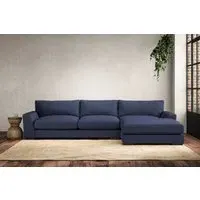 Guddu Left Hand Chaise Sofa - Navy, Recycled Cotton