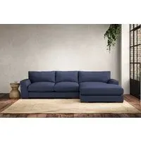 Guddu Left Hand Chaise Sofa - Navy, Recycled Cotton
