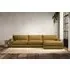 Guddu Left Hand Chaise Sofa - Ochre, Recycled Cotton