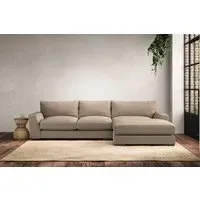 Guddu Left Hand Chaise Sofa - Pebble, Linen