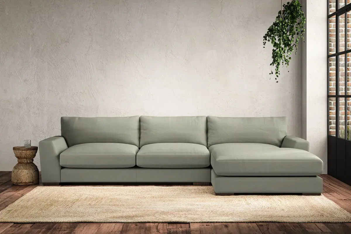 Guddu Left Hand Chaise Sofa - Seaspray, Recycled Cotton