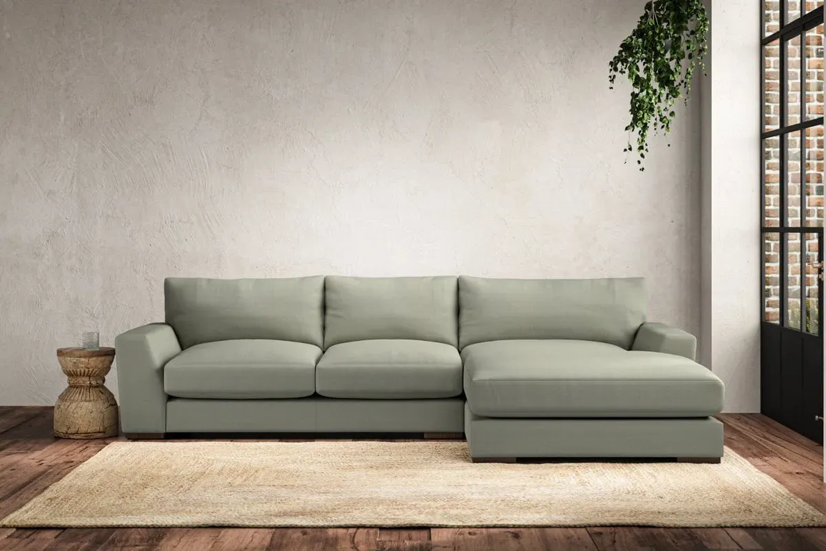 Guddu Left Hand Chaise Sofa - Seaspray, Recycled Cotton