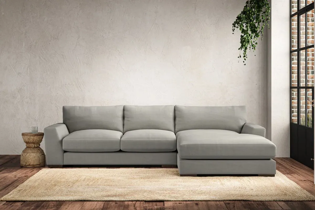 Guddu Left Hand Chaise Sofa - Smoke, Linen