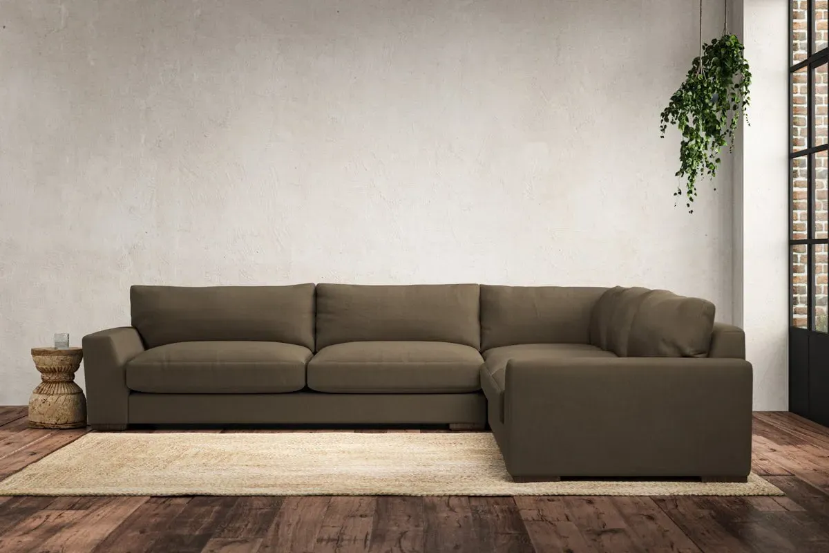 Guddu Left Hand Corner Sofa - Chestnut, Linen