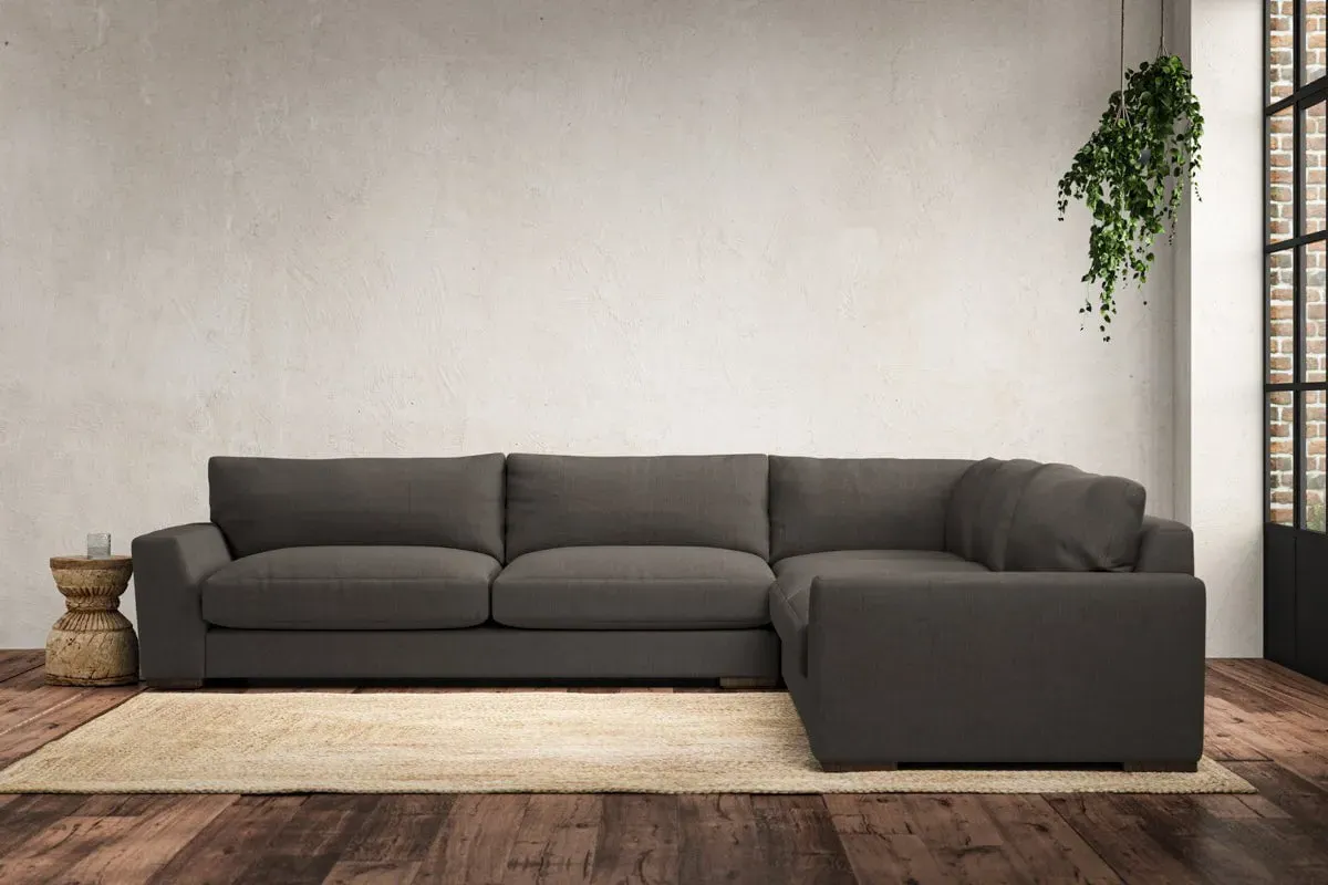 Guddu Left Hand Corner Sofa - Granite, Linen