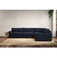 Guddu Left Hand Corner Sofa - Indigo, Linen