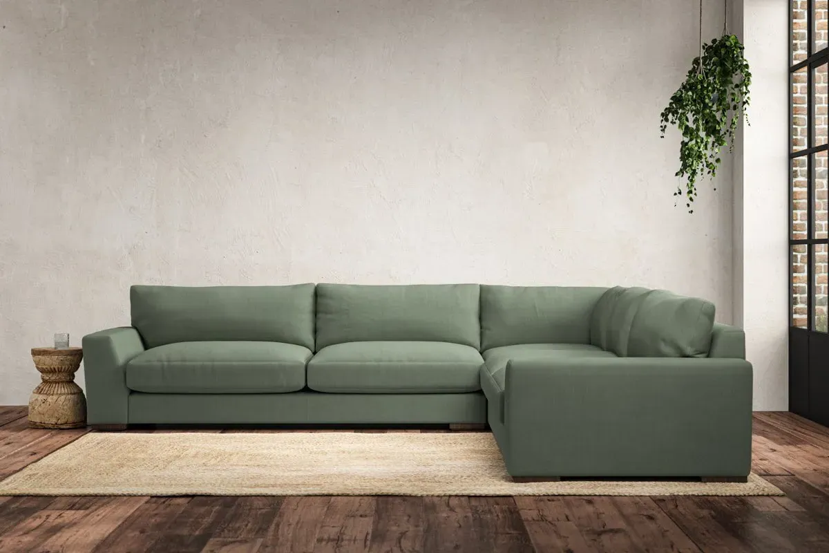 Guddu Left Hand Corner Sofa - Jade, Linen