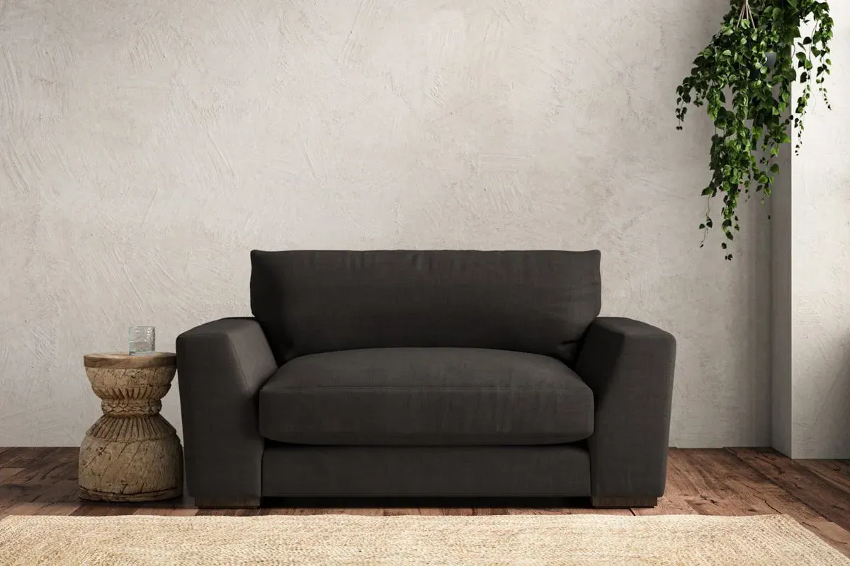 Guddu Love Seat - Espresso, Brera Linen